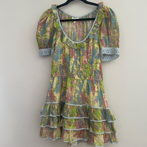 LoveShackFancy Multicolor Ruffle Mini Dress - Picture 7 of 16